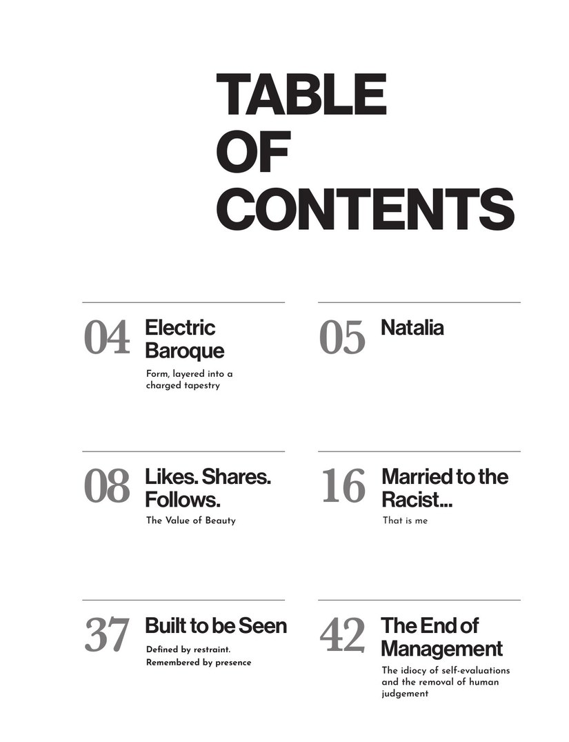 Issue 15 page 2: table of contents